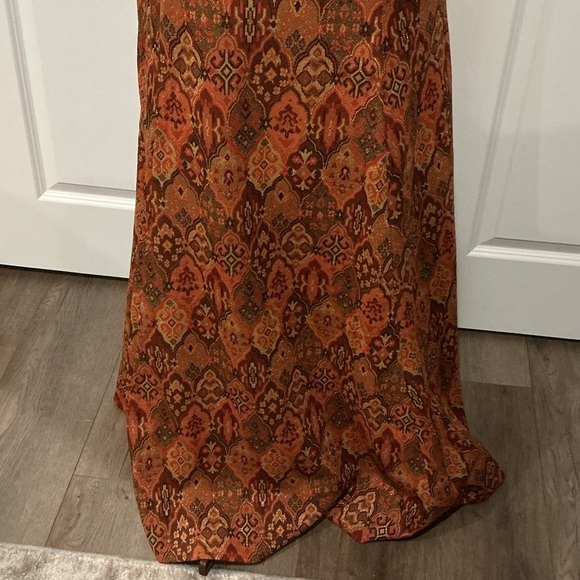 Vintage Brown Orange A-Line Maxi Hook and Eye Zip Shimmer Skirt Size Medium? - Picture 3 of 10